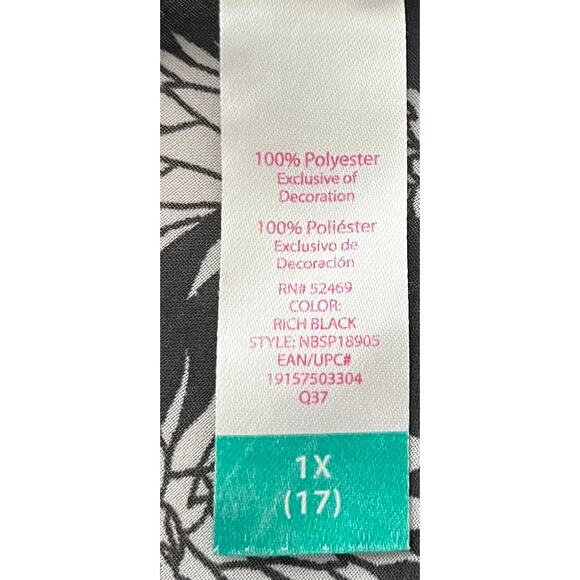 NO BO SWIMWEAR COVER-UP, JUNIORS/WOMENS, 1X( 17)-BLACK/WHITE PINEAPPLE PATTERN - Picture 10 of 11